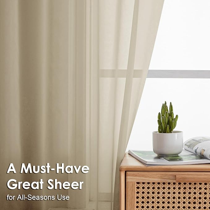 OVZME Tapue Sheer Curtains 78 Inches Long 2 Panels - Image 2