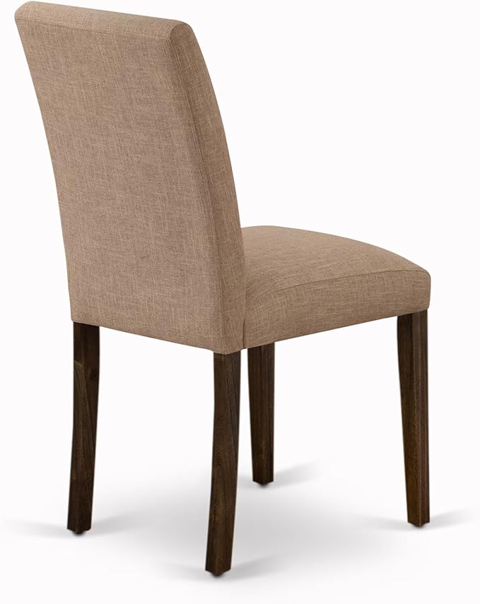 East West Furniture V727AB747-5 5 Piece Kitchen Table Set for 4 Includes a Rectangle Dining Room Table with V-Legs and 4 Light Sable Linen Fabric Parsons Chairs, 40x72 Inch, Multi-Color