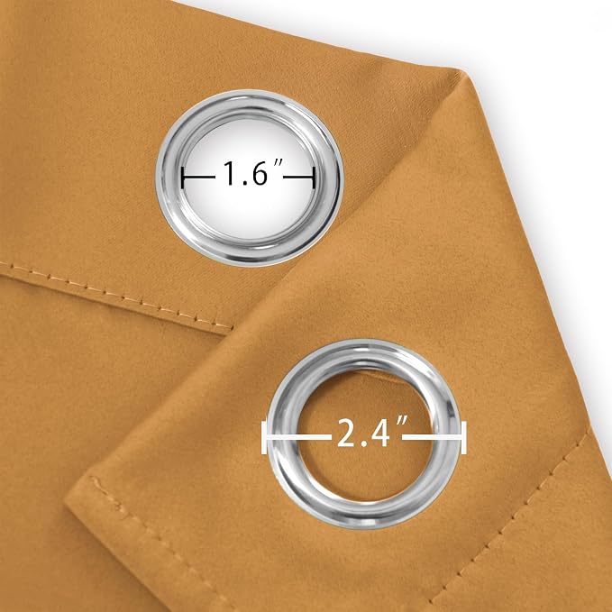 LEMOMO Mustard Yellow Thermal Blackout Curtains/38 x 84 Inch/Set of 2 Panels - Image 5