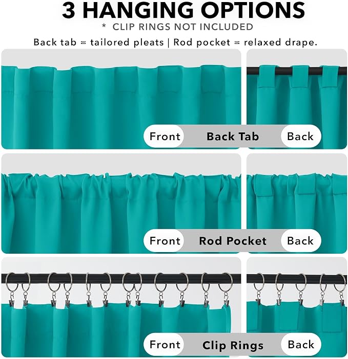 Deconovo Blackout Curtains, Thermal Insulated, W42 x L95 2 Panels, Back Tab - Image 2