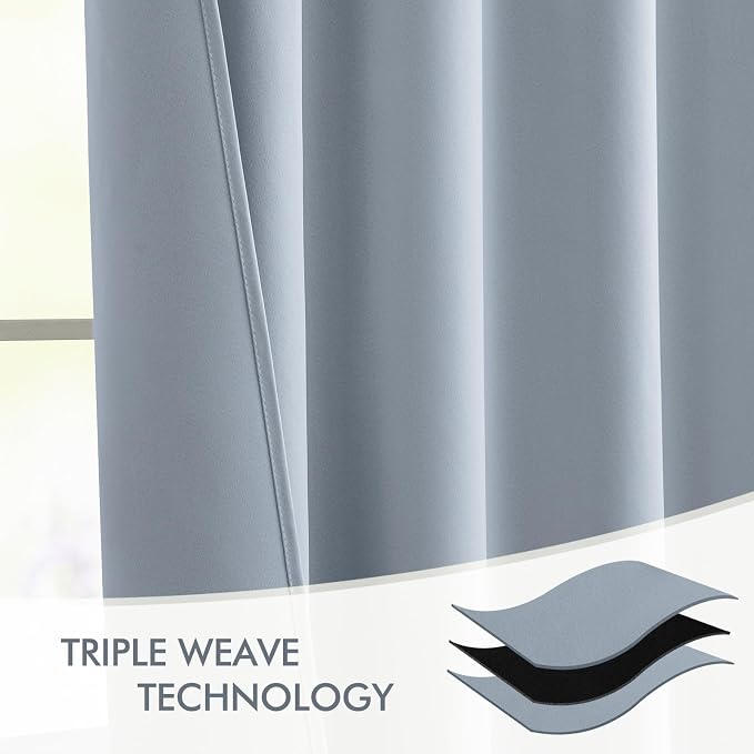 MIULEE Light Blue Back Tab Blackout Curtains 63 Inch Length 2 Panels Set - Image 7