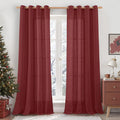 LAMIT 90 inch Red Linen Curtains by LAMIT