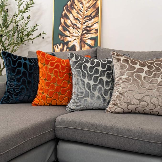 Yangest Silver Grey Throw Pillow Cover Wavy Cushion Cover Modern Zippered Rectangular Pillowcase for Sofa Couch Bedroom Living Room Home Decorative, 12x20 Inch