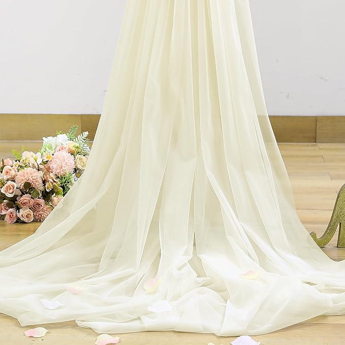 Ivory Tulle Backdrop Curtain for Wedding Parties 10ft x 8ft Sheer Backdrop - Image 6