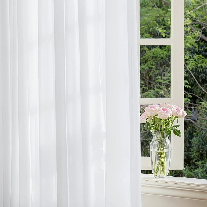 FMFUNCTEX Sheer Non-See-Through White Curtains - Image 9
