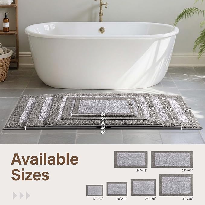Bathroom Rugs 30x20 Non Slip Washable, Light Grey Bath Mat - Image 8