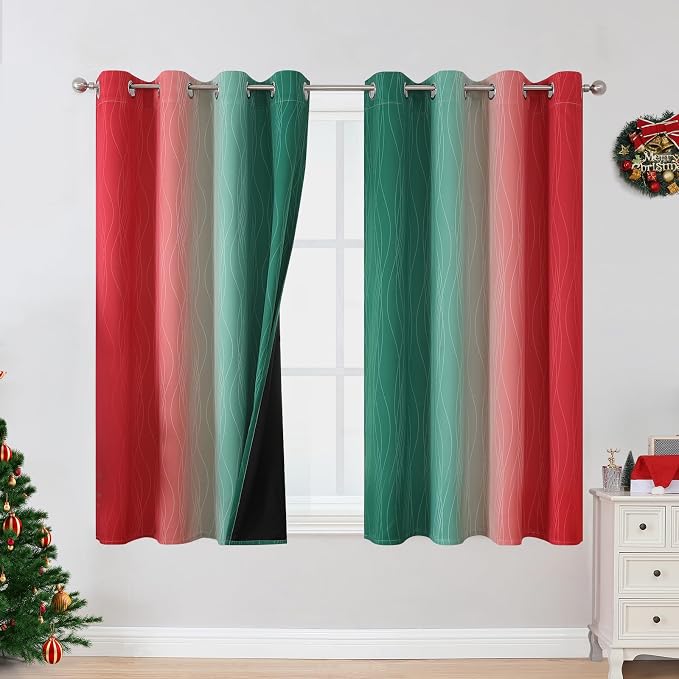 Estelar Textiler Red and Green Blackout Curtains 45 Inch Length, Full Room by ESTELARTEXTILER
