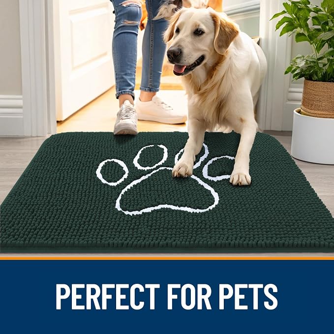 OLANLY Dog Door Mat for Muddy Paws 36x24, Paw Print Design, Absorbs Moisture - Image 6