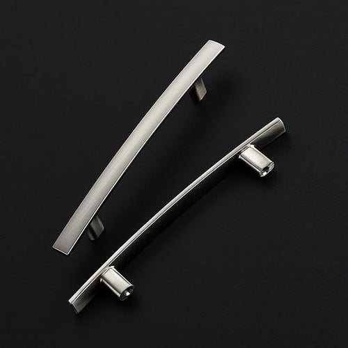 15 Pack Cabinet Handles 4" Hole Center - Curved Cabinet Pulls Brushed Nickel Drawer Pulls for Kitchen Cupboard Solid Hardware for Dresser Drawer Arch Hardware