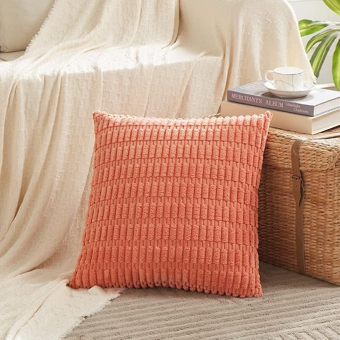 Fancy Homi 4 Packs Boho Coral Decorative Throw Pillow Covers 18x18 Inch - Image 2