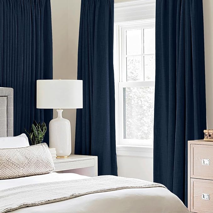 MIULEE Linen Textured Curtains Solid 100% Blackout - Image 2