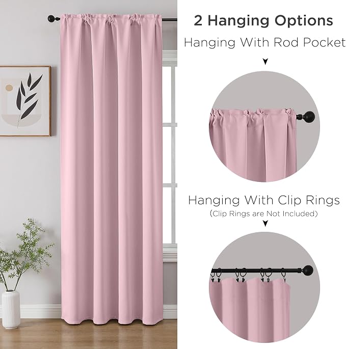 CUCRAF Light Pink Blackout Curtains Customize, Rod Pocket Room Darkening Curtain - Image 3