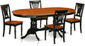 East West Furniture PLAI5-BLK-W 5 Piece Dinette Set for 4 Includes an Oval Dining Room Table with Butterfly Leaf and 4 Dining Chairs, 42x78 Inch, Black & Cherry