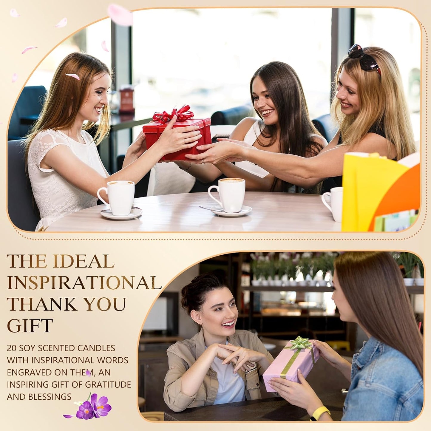 MTLEE 20 Pcs Thank You Gifts Candles 3.5 oz Employee Appreciation Inspirational Scented Soy Wax Candle Thank You Gift Christmas Gifts for Coworker Women Volunteer Teacher(Thank You,White)