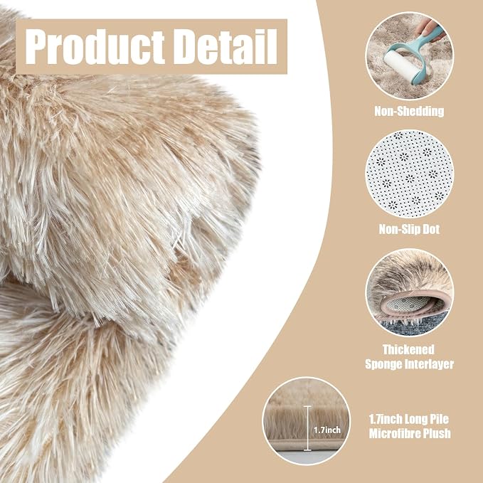 Shag Area Rug for Bedroom 5x8, Fluffy Area Rugs for Living Room, Soft Fuzzy Rug - Image 3