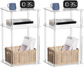 HMYHUM Acrylic Side Tables for Small Spaces, 14" L x 11.5" W x 23.2" H, Nightstand/Bedside Table Set of 2, Home Accent End Table for Living Room, Bedroom, 3-Tier, Clear