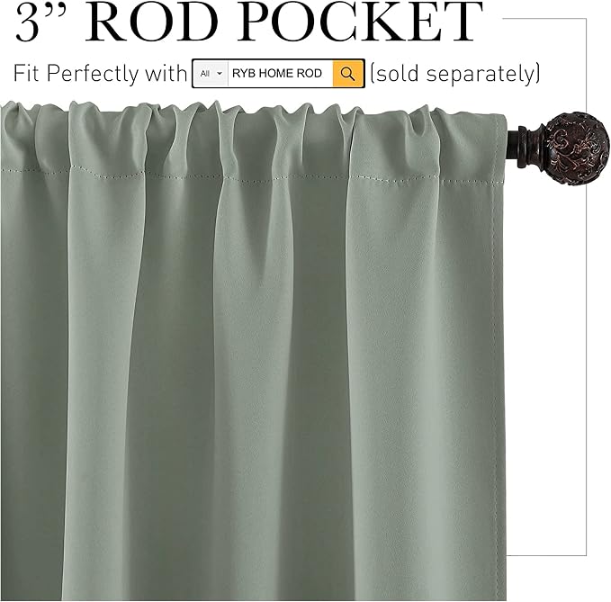 RYB HOME Blackout Curtains for Bedroom 84 inches Long 2 Panels Set, Privacy - Image 2