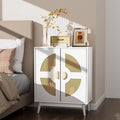 Buffet Cabinet White with Storage, Kitchen Sideboard with Doors & Shelves, Rattan Accent Buffet Console Walnut Media Console Mid Century Coffee Bar Table for Living Room Kitchen Dining Room