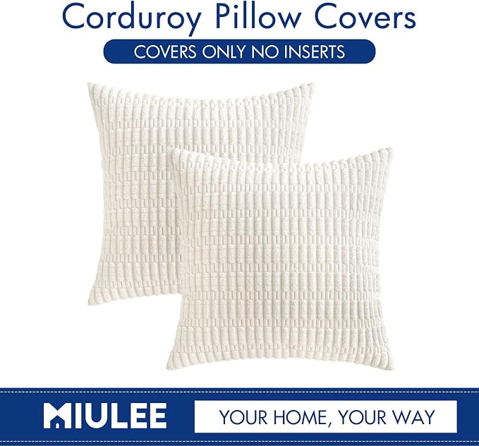 MIULEE Pack of 2 Corduroy Decorative Euro Sham Throw Pillow Covers 24x24 Inch - Image 9