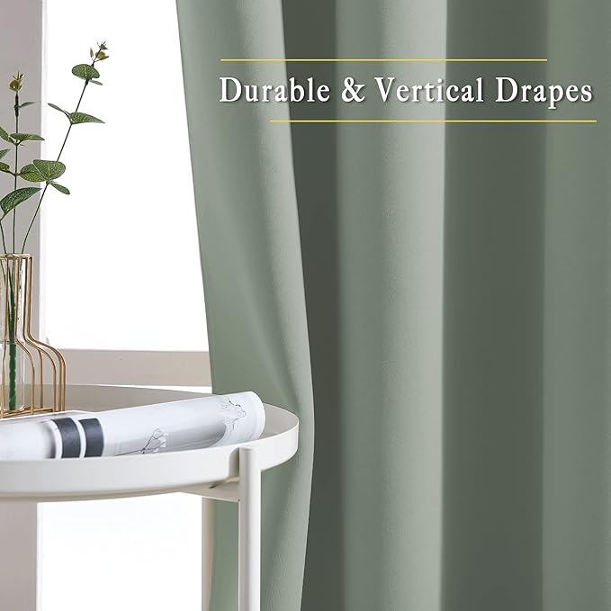 NICETOWN Short Blackout Sage Green Curtains - Image 5