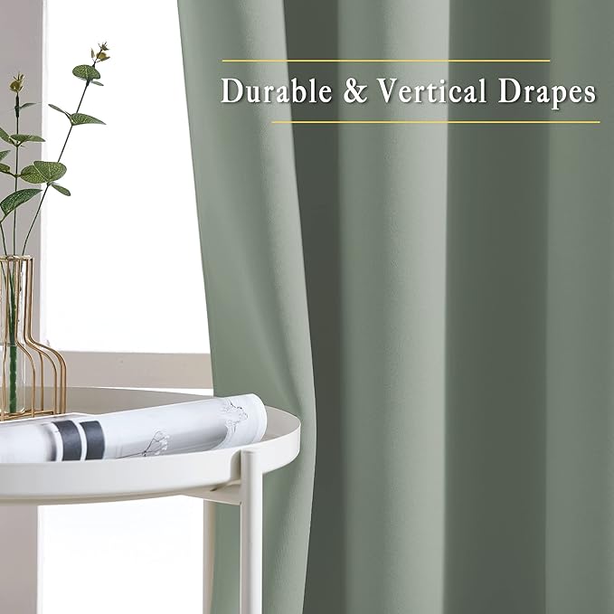 NICETOWN Room Darkening Sage Green Curtains 108 inch Length - Image 5