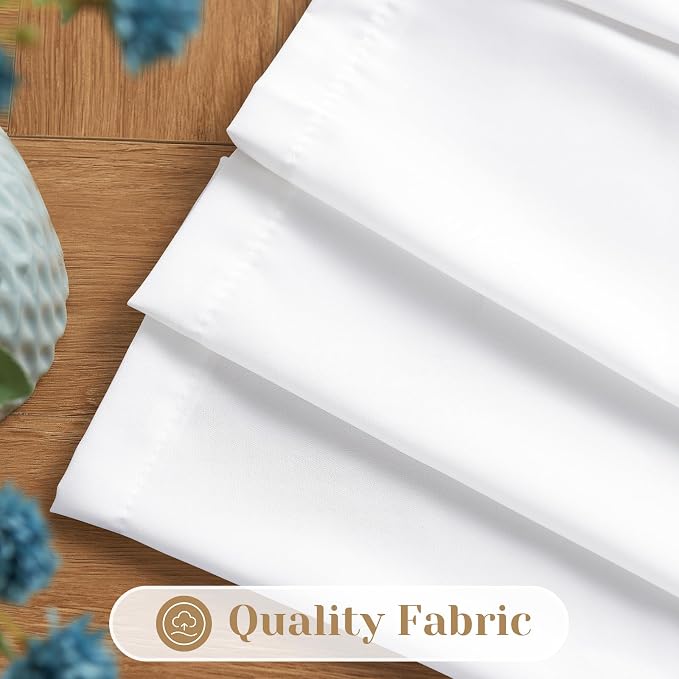 HOMEIDEAS Non-See-Through White Privacy Sheer Kitchen Curtains 30 X 24 Inches - Image 3