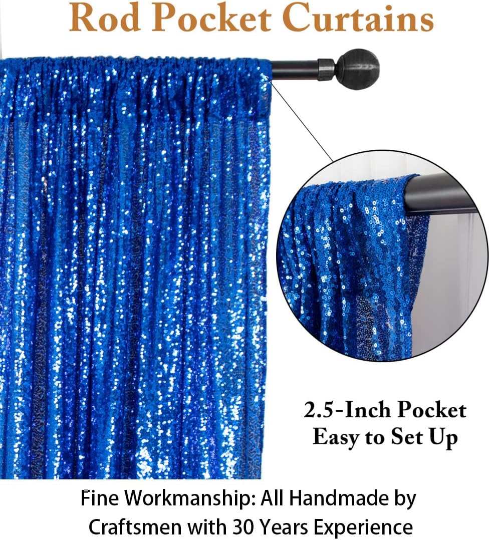 ShinyBeauty Royal Blue Sequin Photo Booth Backdrop 5x10FT | Glitter Birthday Wedding Party Background Curtain | Premium Fabric for Events Photography Decor