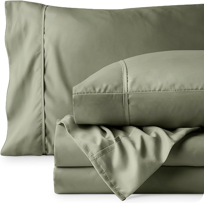 Bare Home Twin Sheet Set - 1800 Ultra-Soft Microfiber Twin Bed Sheets - Double Brushed - Deep Pockets - Easy Fit - Extra Soft - 3 Piece Set - Bedding Sheets & Pillowcases (Twin, Sage)