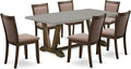 East West Furniture V797MZ748-7 7 Piece Dining Room Furniture Set Consist of a Rectangle Dining Table with V-Legs and 6 Coffee Linen Fabric Upholstered Chairs, 40x72 Inch, Multi-Color
