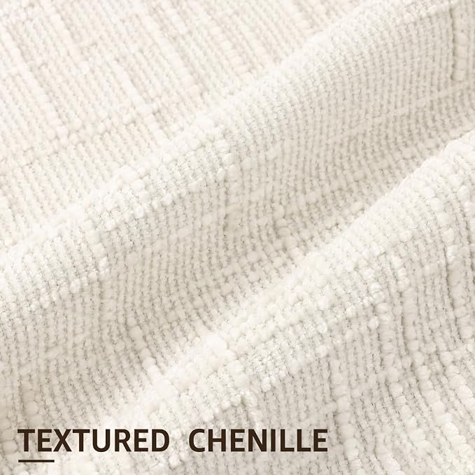 decorUhome Summer Cream White Chenille Throw Pillow Covers 16x16 Set of 2 - Image 2