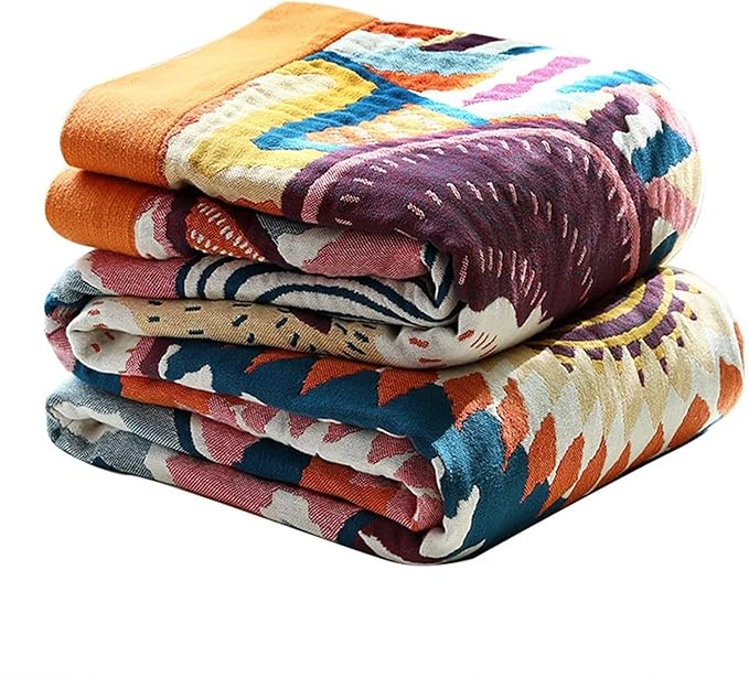 MSGKV Boho Throw Blanket for Bed Couch, 100% Cotton Throw Blankets 80''x90'' by MSGKVHomeTextiles