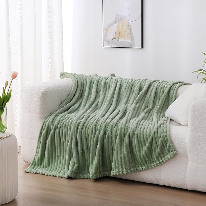 Sage Green Fleece Throw Blanket 90”×90” - Image 3