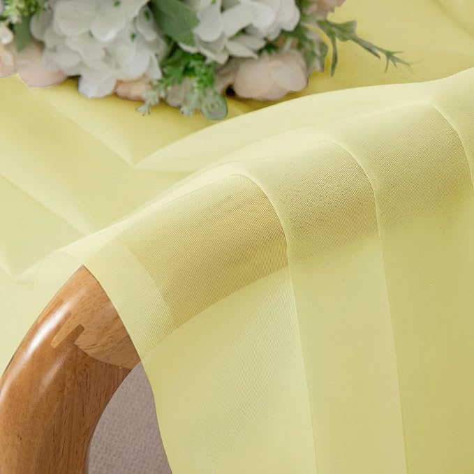 Simplebrand Light Yellow Short Sheer Curtains 45 Inch Length - Image 6