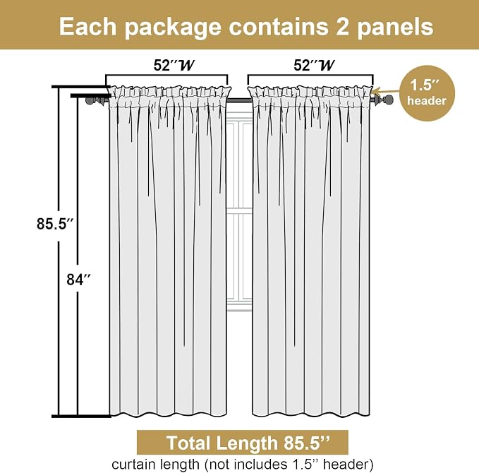 Lecloud Leia Navy Blue Sheer Curtains 84 Inches Long 2 Panels, Airy Leaf - Image 2