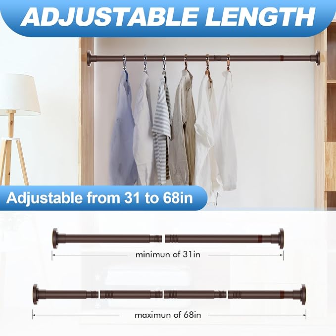 CorkLatta Bronze Shower Curtain Rod 31 to 68 Inch, 1 Inch Diameter Adjustable - Image 4