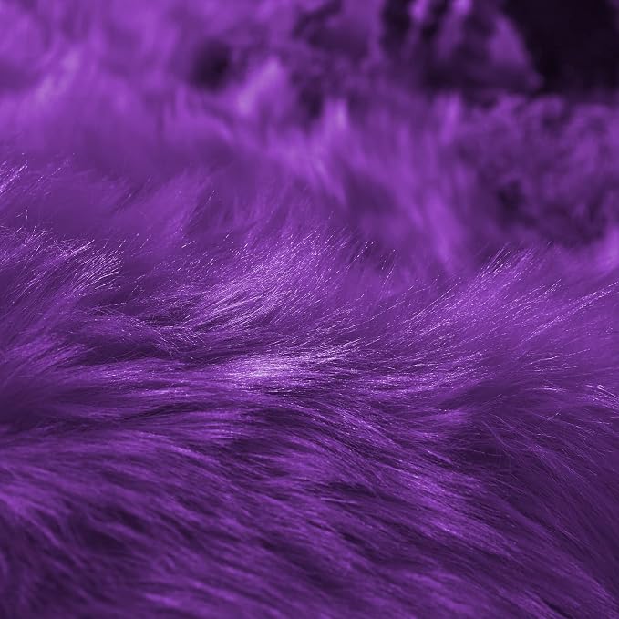 Goolela Purple Sheepskin Rug 2x6 Fluffy Fuzzy Furry Runner - Image 7