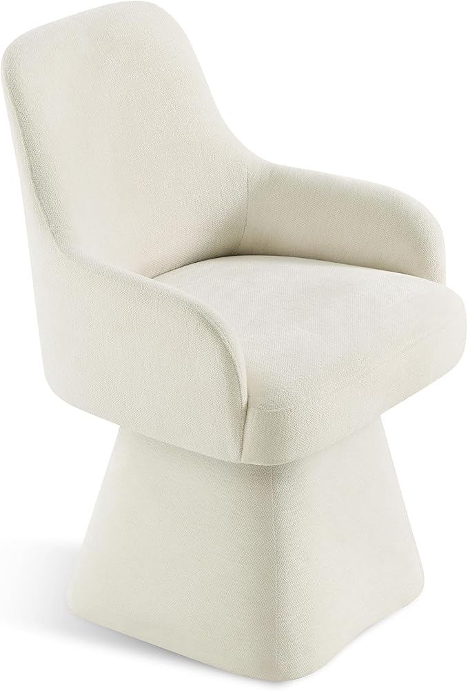 Swivel Dining Chairs Set of 2, Mid Century Modern Chairs Fabric Upholstered Armchair with Armrest & Ergonomic Backrest for Dining Room, Kitchen, Bedroom, Living Room, Beige, 2 Boxs
