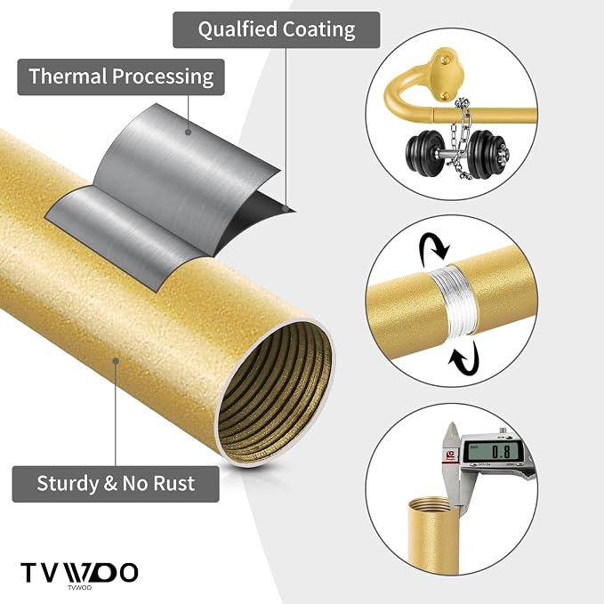 TVWOO Gold Wrap Around Curtain Rods:5/8" Small Blackout Adjustable Window - Image 4