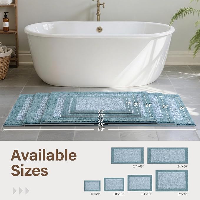 Bathroom Rugs 30x20 Non Slip Washable, Dusty Blue Bath Mat - Image 6