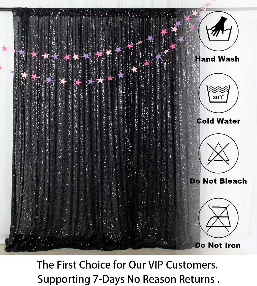 ShinyBeauty 10x10FT Black Sequin Backdrop | Photography & Wedding Background | Glitter Photo Booth Backdrop | Perfect for Baby Birthday Parties & Events | Durable & Elegant Curtain