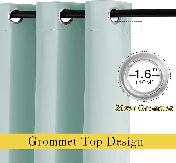 NICETOWN Aqua Blue Curtains 96 inches Long, Grommet Thermal Insulated Blackout - Image 2