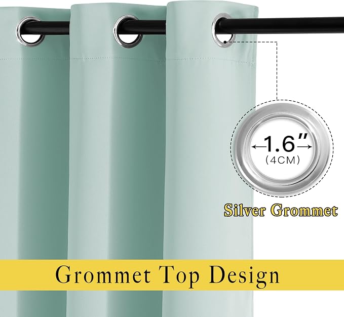 NICETOWN Aqua Blue Blackout Curtains 63 inches Long - Image 2