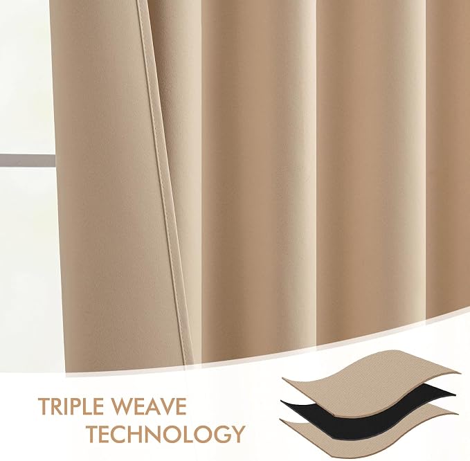 MIULEE Back Tab Beige Curtains 90 Inch Long 2 Panels Set - Image 7