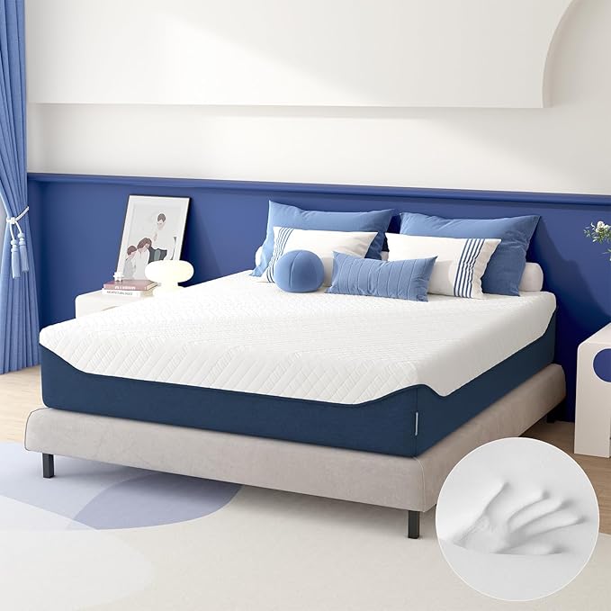 SDHYL King Mattress, 12 Inch Gel Infused Memory Foam Mattress for Good Sleep, Bed in a Box Mid Firm CertiPUR-US Certified & Fiberglass Free, Washable Cover, 80"*76"