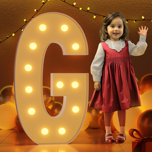 Marquee Letters 4 Feet Tall Large Light Up Letters G Happy Birthday Decorations Marry Me Engagement Party Decor Yellow Light Birthday Decorations Balloon Arch Kit Foam Sign G