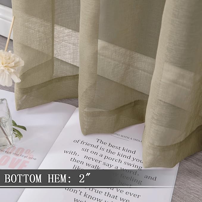 Tollpiz Short Sheer Curtain Linen Textured Living Room Curtains Sheer Light - Image 4