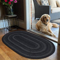 Jet Black Small Oval Rug 20x30 - Primitive Oval Braided Rugs for Kitchen and Entryways