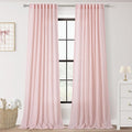 Pink Linen Curtains 84 Inch Length 2 Panels Set by Jolilight