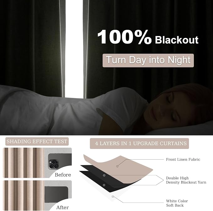 102 inch long Linen blackout curtains - Image 5