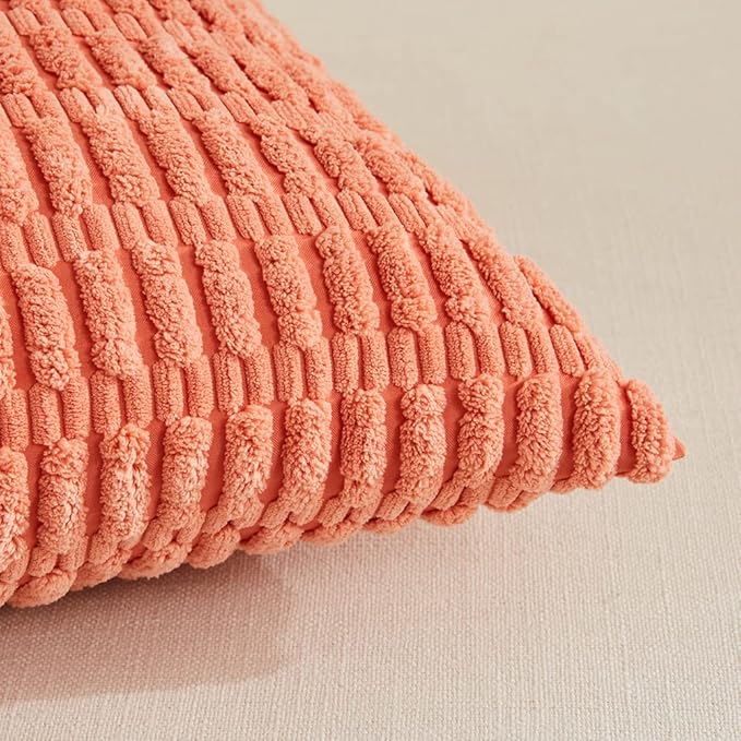 Fancy Homi 4 Packs Boho Coral Decorative Throw Pillow Covers 14x14 Inch - Image 4